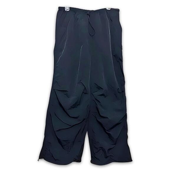 ASOS Wide Leg Pants High Rise Pull-On Style Bungee Cord Adjustable Black W 4 NWT - Picture 1 of 9